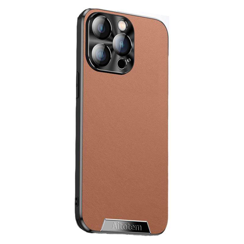 高档皮纹自带镜头膜适用iPhone17promax手机壳奢华17AIR全包16plus高级感15皮质14pm苹果商务13