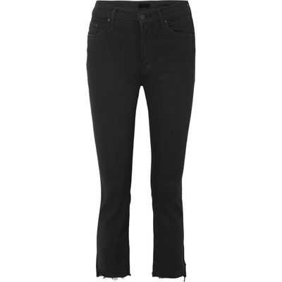 【38开门红】MOTHER女士仿旧修身高腰微喇叭深黑色牛仔裤