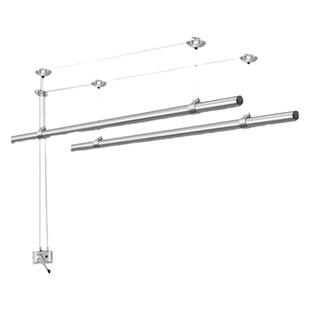 手摇升降晾衣架阳台家用双杆式室内顶装固定式晾衣杆手动凉晒衣架