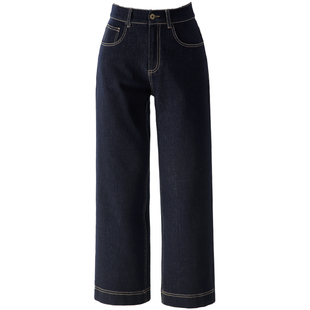 防褪色丹宁直筒牛仔裤女春季2026新款显瘦九分女裤高腰窄版阔腿裤