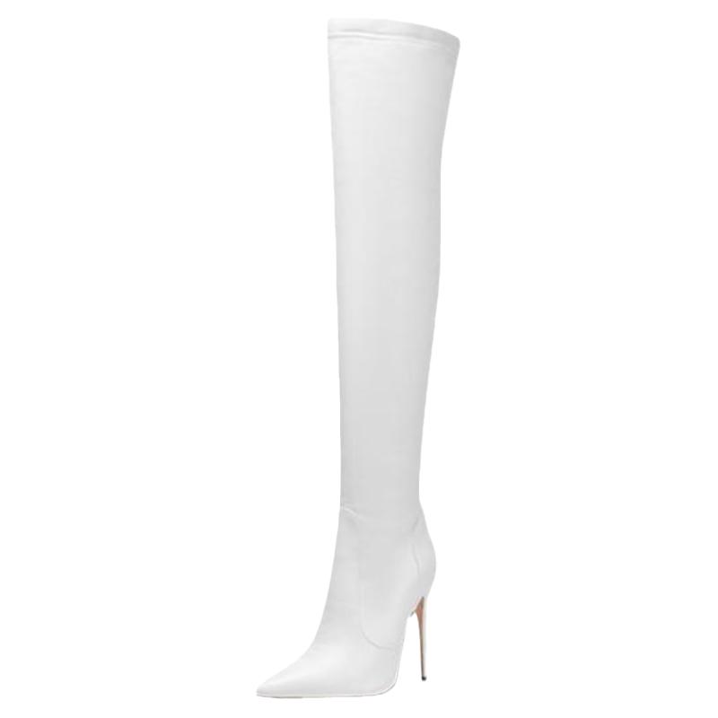 12cm细跟尖头恨天高过膝靴性感夜店模特时尚长靴新款骑士靴欧美女