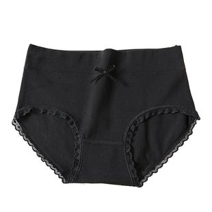 咔木拉女士内裤女纯棉中腰甜美棉质性感蕾丝黑色大码女生三角裤头