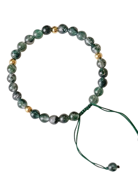 然生水草玛瑙手链轻奢小众设计精致复古绿色手串女闺蜜转运珠饰品