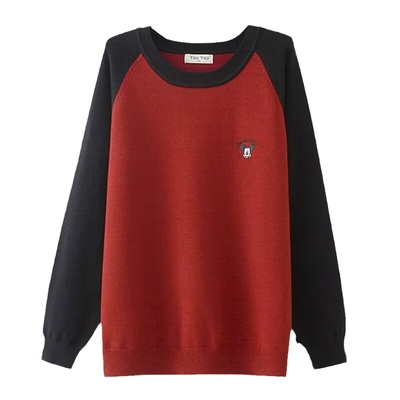 宛宛家拼色针织打底百搭时尚