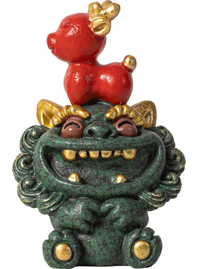 创意国潮狮爷招财摆件书房装饰品