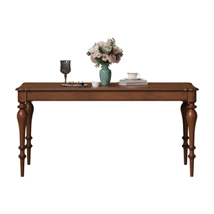 时余海莉餐桌椅组合法式中古风客厅全实木长方形吃饭餐桌子白橡木