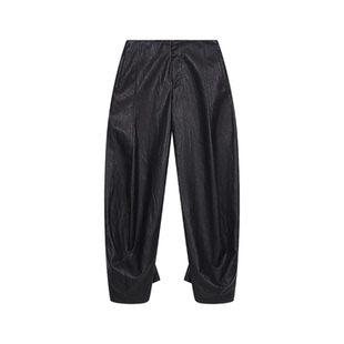 AWOKENTIME美式潮流PU哑光磨砂直筒宽松显瘦皮裤女2026年秋季新款