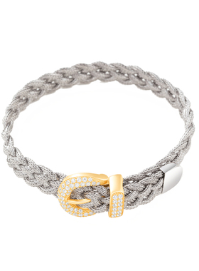 意大利织银手镯女银线编织表带