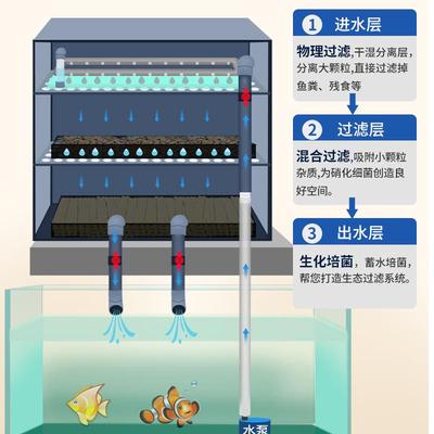 鱼缸过滤器周转箱过滤盒三合一水循环过滤系统自制 diy上置滴流盒