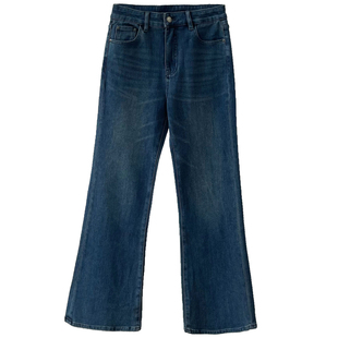 四面弹高腰显瘦加绒微喇牛仔裤女秋冬2025新款裤子修身显瘦喇叭裤