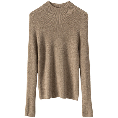 100%山羊绒半高领无缝一体羊绒衫