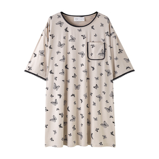 曼系“蝶宿云栖”莫代尔睡裙女夏季薄款柔软短裙时尚七分袖家居服