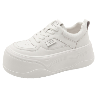 厚底松糕小白鞋女2025秋冬季新款百搭真皮小个子增高轻便休闲板鞋