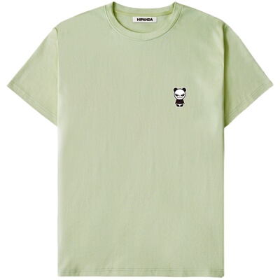 Hipanda你好熊猫纯棉重磅圆领印花潮流时尚男女同款宽松休闲T恤