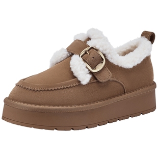 热风厚底雪地靴女款2025年冬季新款勃肯毛毛鞋百搭棉鞋加绒女鞋子