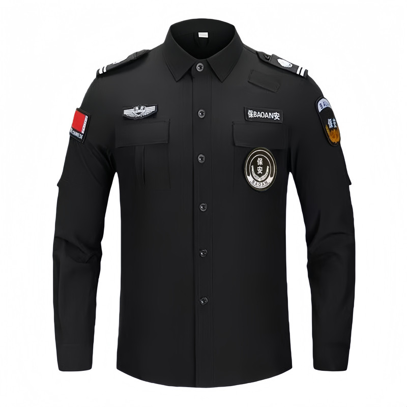 夏季薄款黑色保安服套装透气