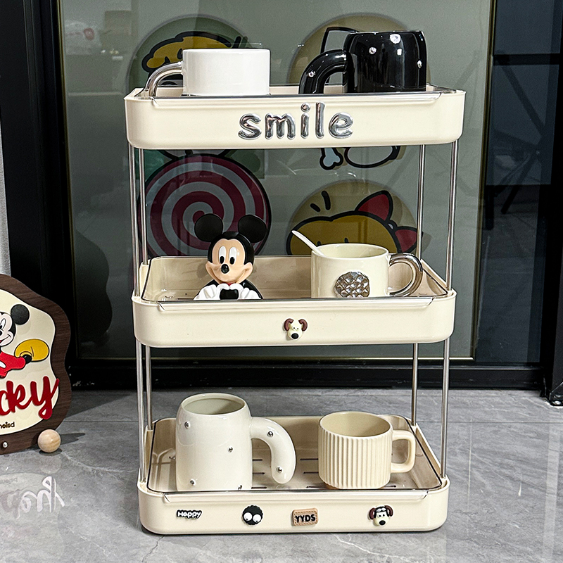 高级感杯子收纳置物架餐桌托盘桌面放水杯双层沥水杯架家用茶杯架