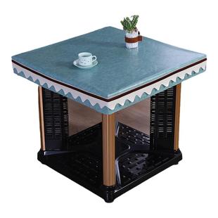 桌布防水防油烤火桌子罩套正方形桌套罩免洗纯色麻将桌子皮罩简约