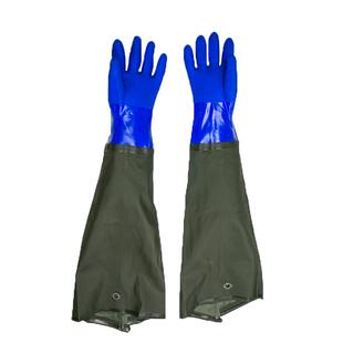 秋冬胶皮橡胶手套耐磨加绒加厚加长防水挖藕渔业耐用防滑劳保手套