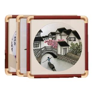 圆仿铜角实木字画框装裱框架38国书法裱框正方形相框空框挂墙定制