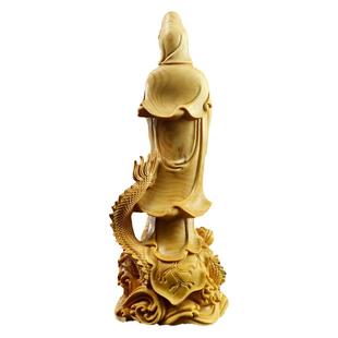 黄杨木雕摆件木质雕刻工艺佛像菩萨收藏礼品乘龙如意观音