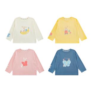 幼悠 女童卡通印花T恤2026春季萌趣可爱罗纹领圈宽松落肩休闲上衣