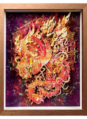 朱雀神兽装饰画客厅摆件国潮礼品