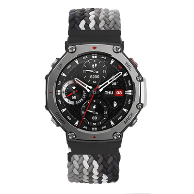 适用跃我Amazfit华米T-Rex3表带尼龙GTR4/3Pro磁吸扣Balance1/2编织BIP5腕带PopPro手表米动青春版1S运动通用