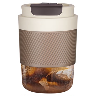 绿珠双饮咖啡杯耐热玻璃杯女生高颜值水杯便携式随行外带吸管杯子