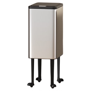 厨房垃圾桶高脚可移动免弯腰家用客厅无盖高颜值不锈钢带轮加高