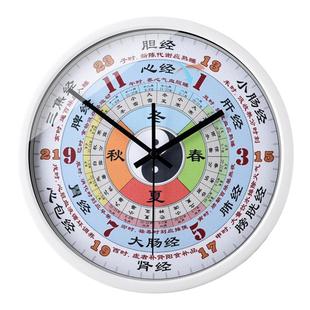 新中式中医十二经络节气钟表子午流注养生挂钟客厅时钟挂墙免打孔