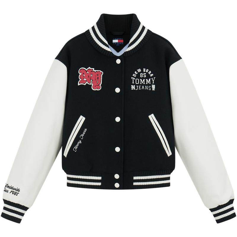 Tommy女装撞色拼接棒球棉服夹克