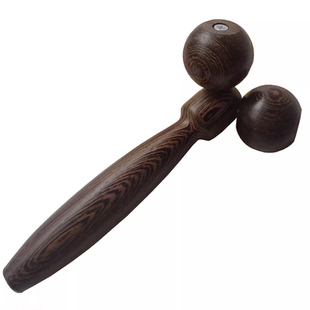 鸡翅木双球手动滚轮按摩器面部腿部全身美容瘦脸舒经活络敲打棒