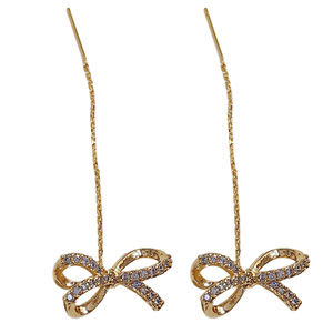高级感金色蝴蝶结耳饰长流苏耳环气质养耳洞耳线2023年新款潮女细