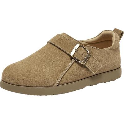 百思图25春商场新款复古真皮全包勃肯鞋懒人鞋平底女单鞋BG273AA5