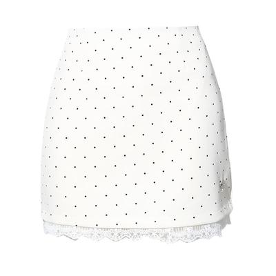 DPLAY【惠品】白色半身裙春季新款女气质波点蕾丝半裙裙子短裙
