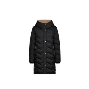 比音勒芬秋冬女士休闲净色防风保暖连帽长款羽绒服白鸭绒