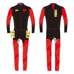 儿童短道大道速滑服中国风连体抓绒秋冬季成人训练服滑冰服轮滑服