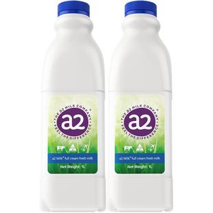 a2全脂鲜牛奶学生儿童孕妇A2β酪蛋白巴氏杀菌澳洲进口早餐奶1L*2