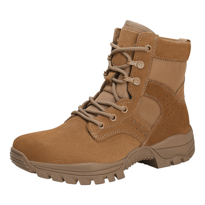3516新式作训靴棕色男士防滑耐磨侧拉链户外登山靴沙漠靴
