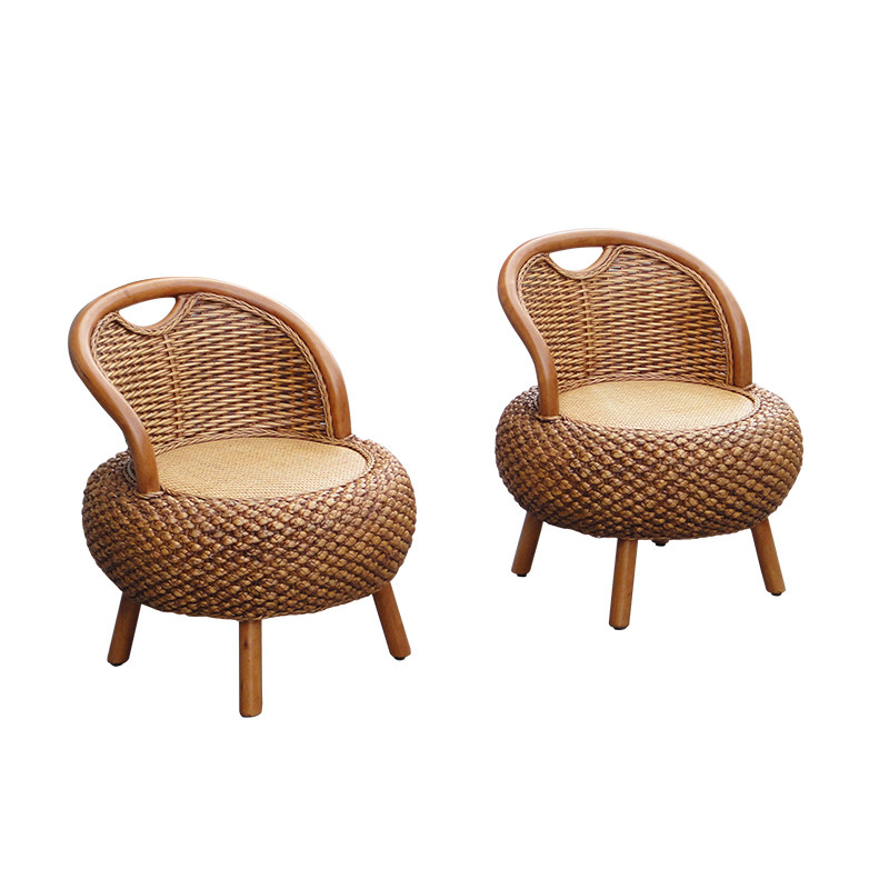 家用真藤编小椅子矮凳休闲座椅实木坐墩阳台圆凳换鞋凳简约新中式