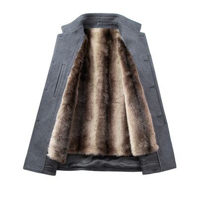 罗蒙2025新款冬季羊毛呢子大衣男