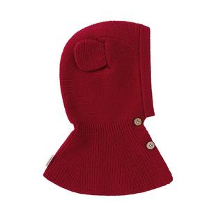 babylove婴幼儿针织帽子围脖一体100%羊毛披肩帽新年保暖护耳帽