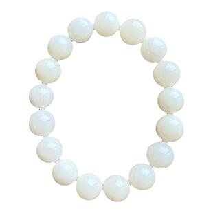 天然正品深海白贝玉佛珠单圈手串男手链女贝壳饰品玉化情侣款复古