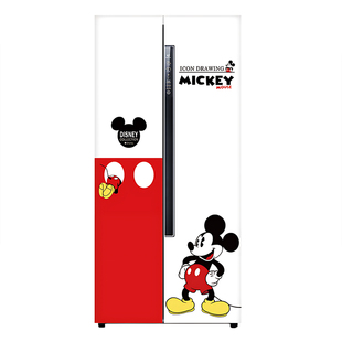 冰箱贴纸全贴画三开门侧面3d立体欧式创意双开门北欧卡通动漫米奇