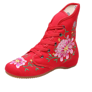 广场舞蹈鞋女靴子冬天新款秧歌舞鞋冬季北京布鞋绣花鞋跳舞演出鞋