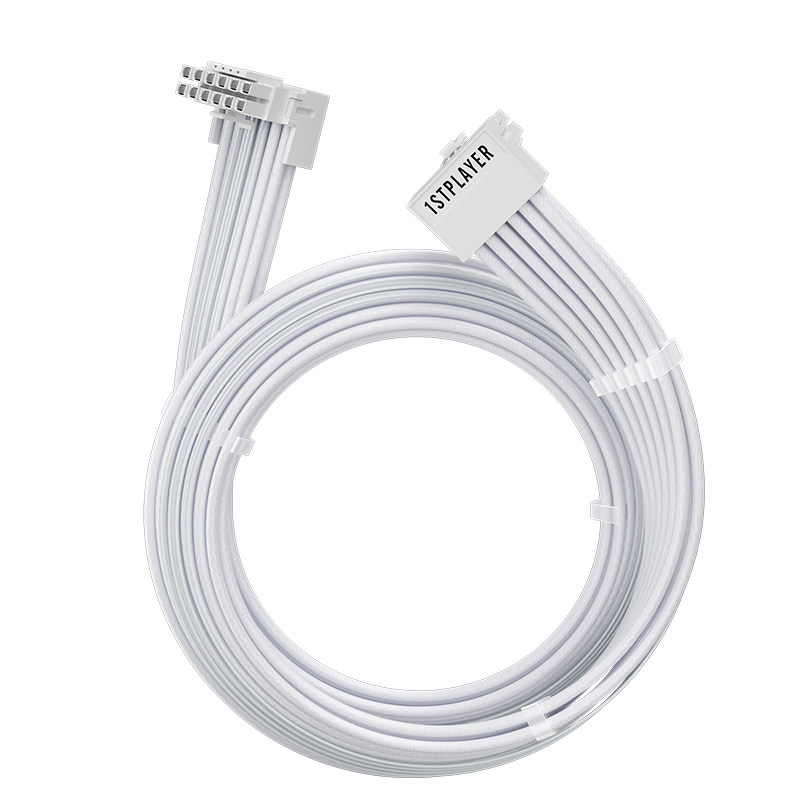 首席玩家FM2双90度模组线ATX3电脑电源定制线50807090白色12V2X6