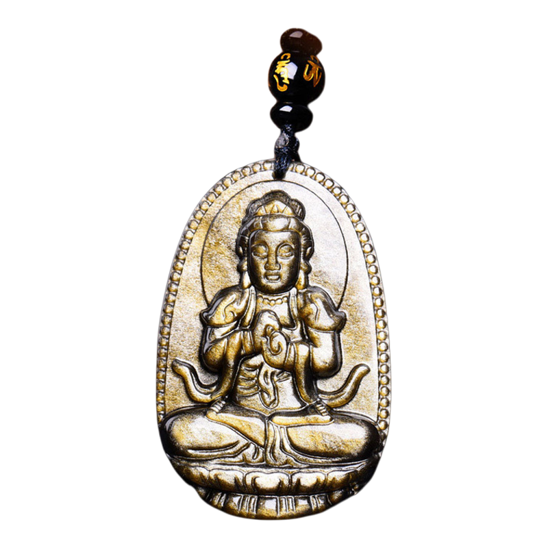 天然金曜石本命佛吊坠 属龙普贤项链属虎虚空藏项链大势至文殊