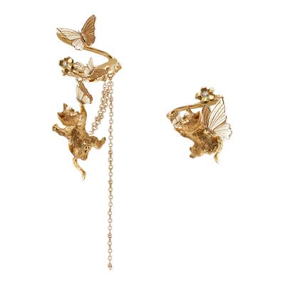 MASW麻秀浪漫蝴蝶流苏猫猫耳骨夹