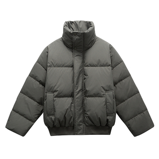 阿于呆冬季90白鸭绒立领加厚羽绒服男美式保暖高克重面包服外套女